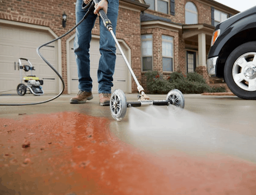 remove oil from driveway with pressure washer