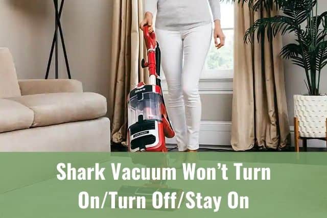 Woman vacuuming living room