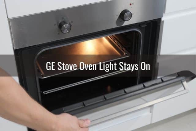 Oven door open and light on