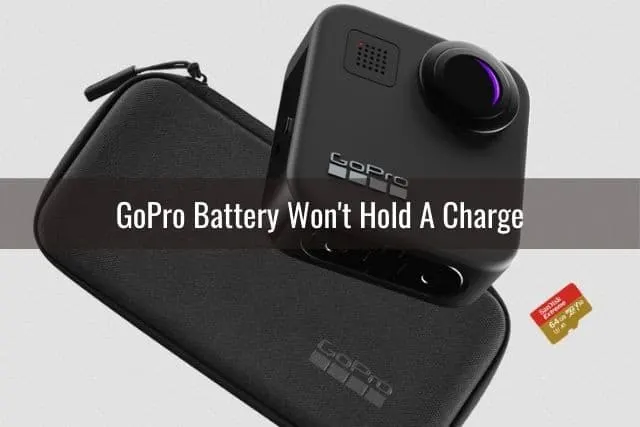 GoPro camera, case and memory card with white background