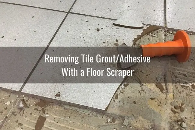 Ceramic tile floors being removed