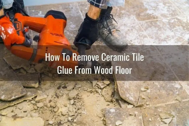 Floor tiles being removed with a angle grinder