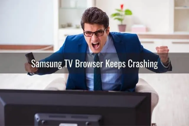 Businessman yelling at TV