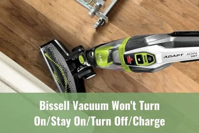 Top view of stick vacuum on hardwood floor