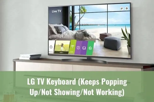 Large TV screen on console table