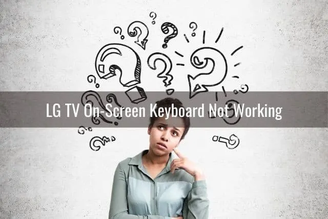 Woman with question mark images above her head