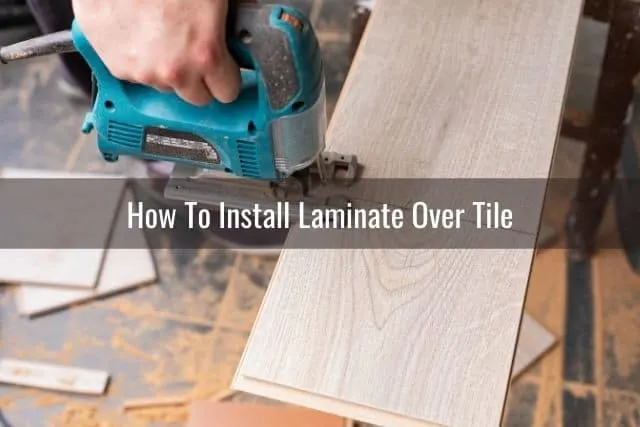 Saw cutting flooring plank