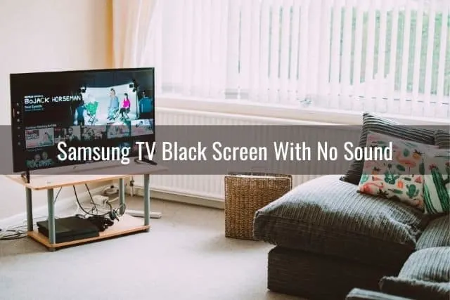 TV on in empty living room