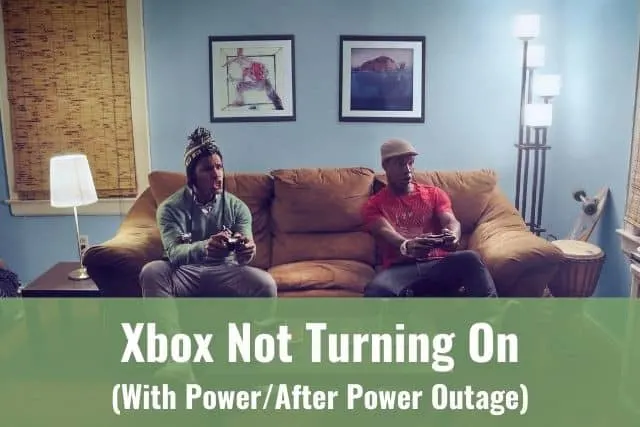 Two male gamers on sofa