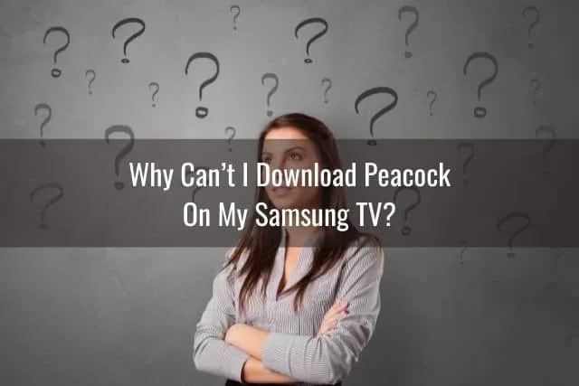 Female with question mark images floating around her head