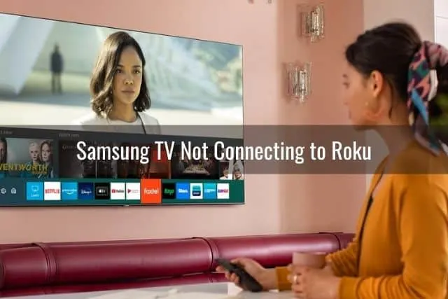 Female looking through apps on Smart TV