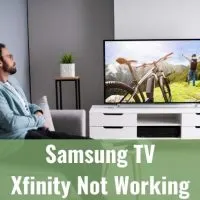 Male watching TV movie in living room