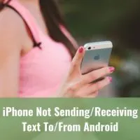 Girl in pink tank top texting on an iPhone