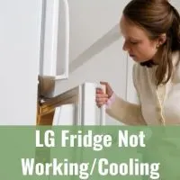 Female opening refrigerator door just slightly