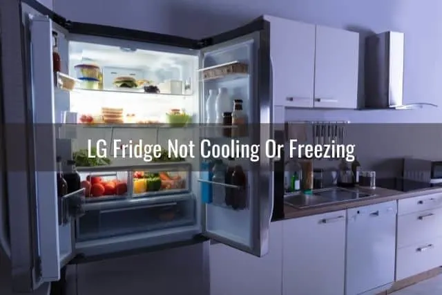 Fridge doors open in kitchen