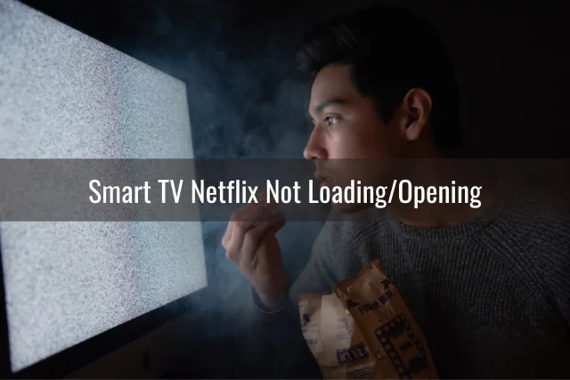 Man eating while watching blank screen