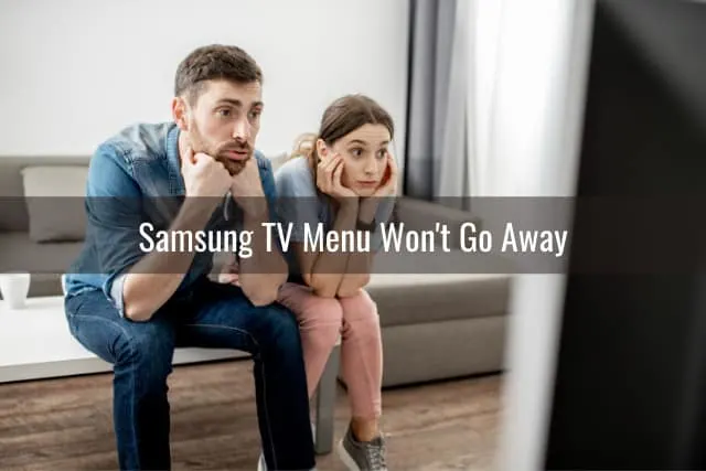 confused couple watching tv