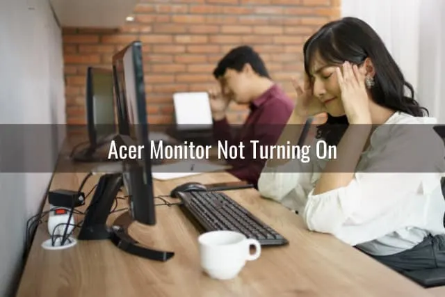 Frustrated woman while looking at the monitor