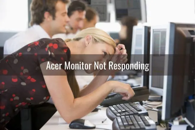 Frustrated woman while looking at the monitor
