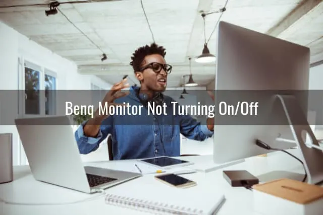 Frustrated man while looking at the monitor