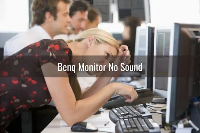Frustrated woman while looking at the monitor