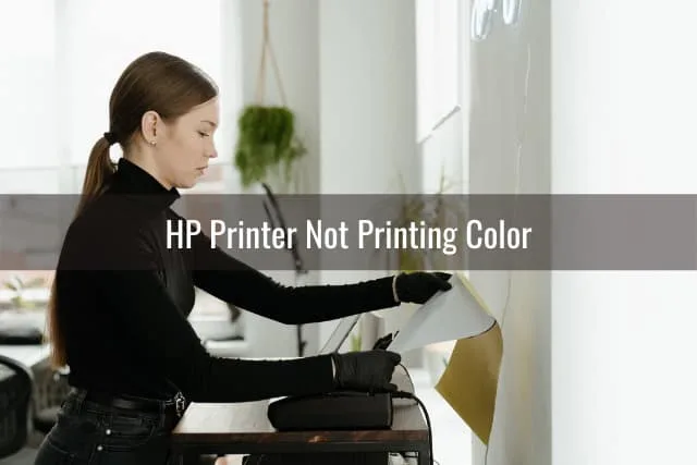 Woman printing a paper