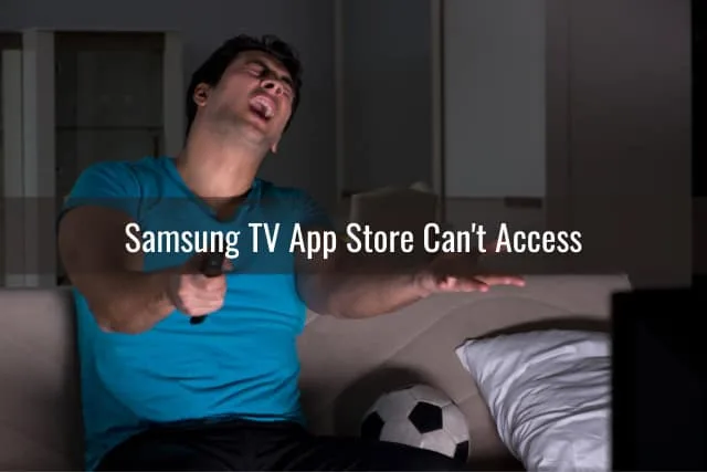 Frustrated man while watching tv