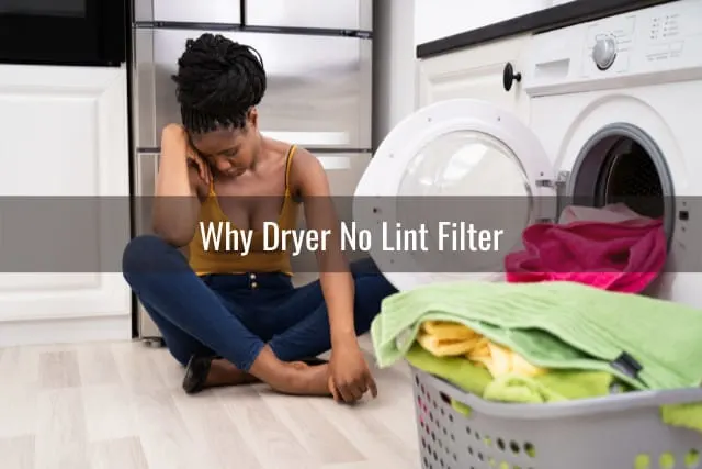 Frustrated woman behind the dryer