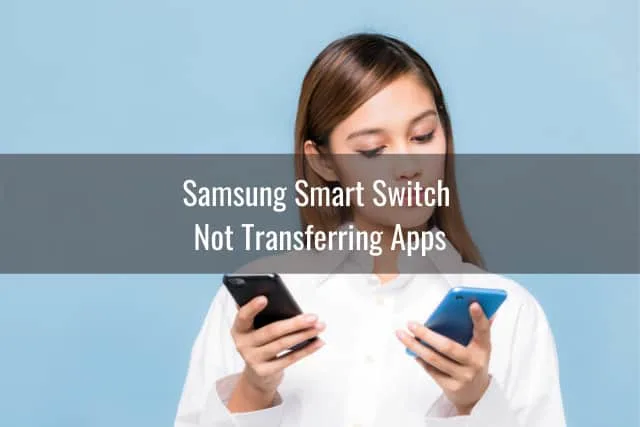 Woman Holding two phone while confused