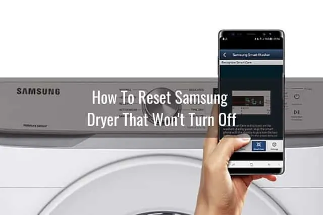 holding a phone behind the dryer