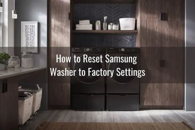 Front load washer and dryer machines in laundry room