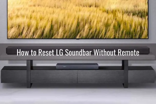 Black Soundbar below the flatscreen