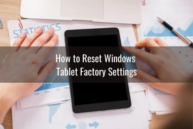 Black tablet on the table