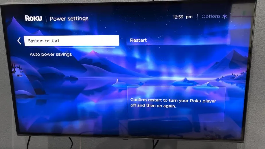 Roku System Restart Screen