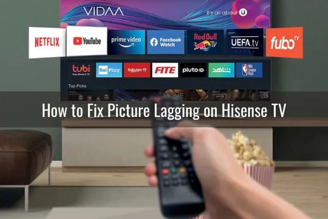 Holding a remote while pointing in the TV
