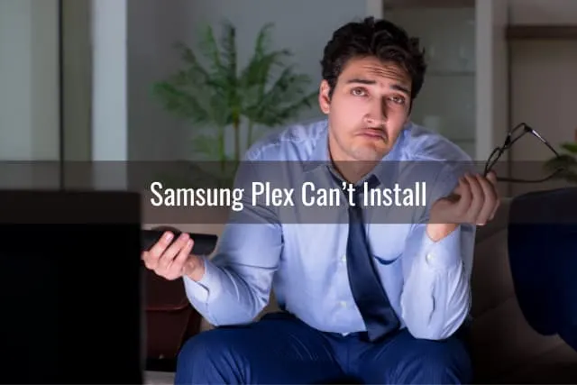 Confused man watching tv