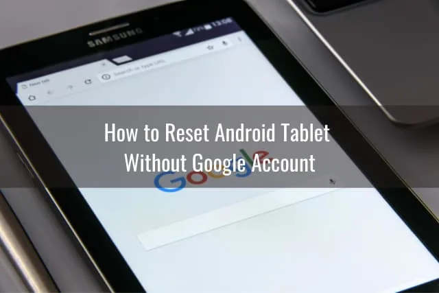 Black tablet on the table