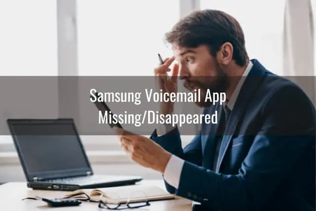 Frustrated man looking at her phone