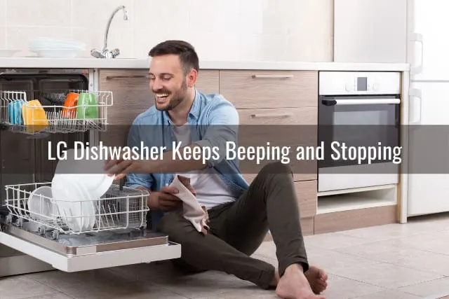 Man putting plates on the dishwasher