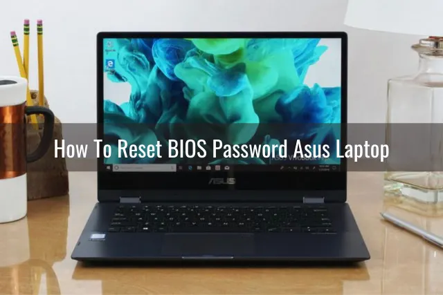 Black laptop on the desk