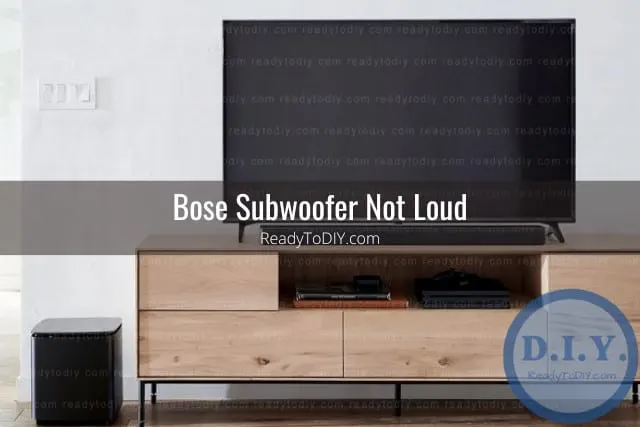 Black subwoofer below the flatscreen tv