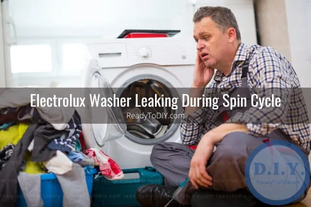 frustrated man with clothes behind