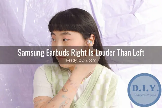 Woman using earbuds