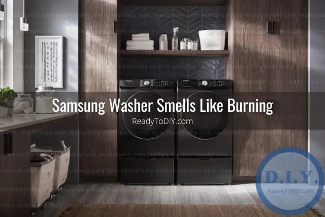 Black modern washer with clothes