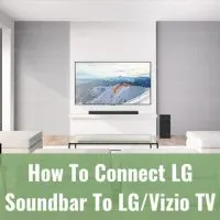 Black soundbar below the flatscreen tv