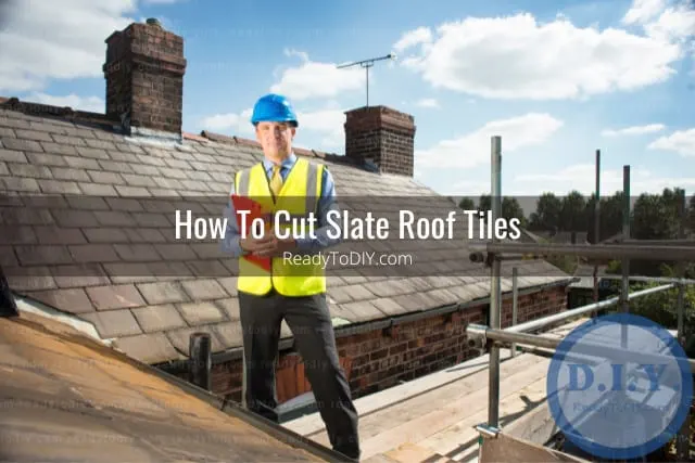 Man cutting roof tiles