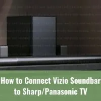 Black soundbar below the flatscreen tv