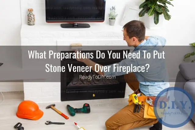 Installed stone in fireplace
