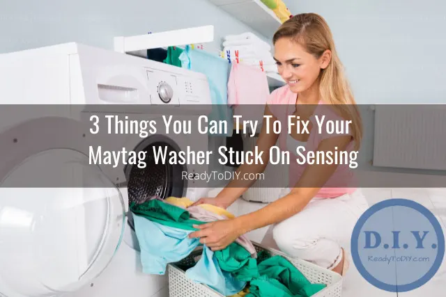 Washing machine with clothes inside